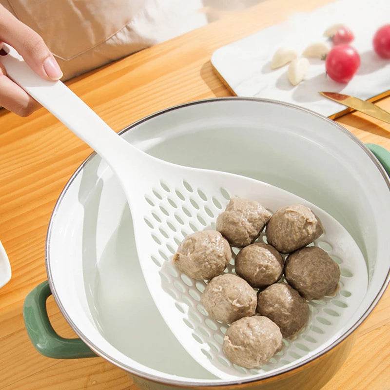 Colher Coadora de Cozinha com Cabo Longo e Redonda, Colher Resistente ao Calor para Macarrão e Bolinhos, Coador Grande Doméstico - Haustter - Haustter