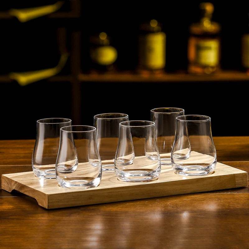 Copos de Whisky Ovalados com Bandeja de Madeira - Haustter - Haustter