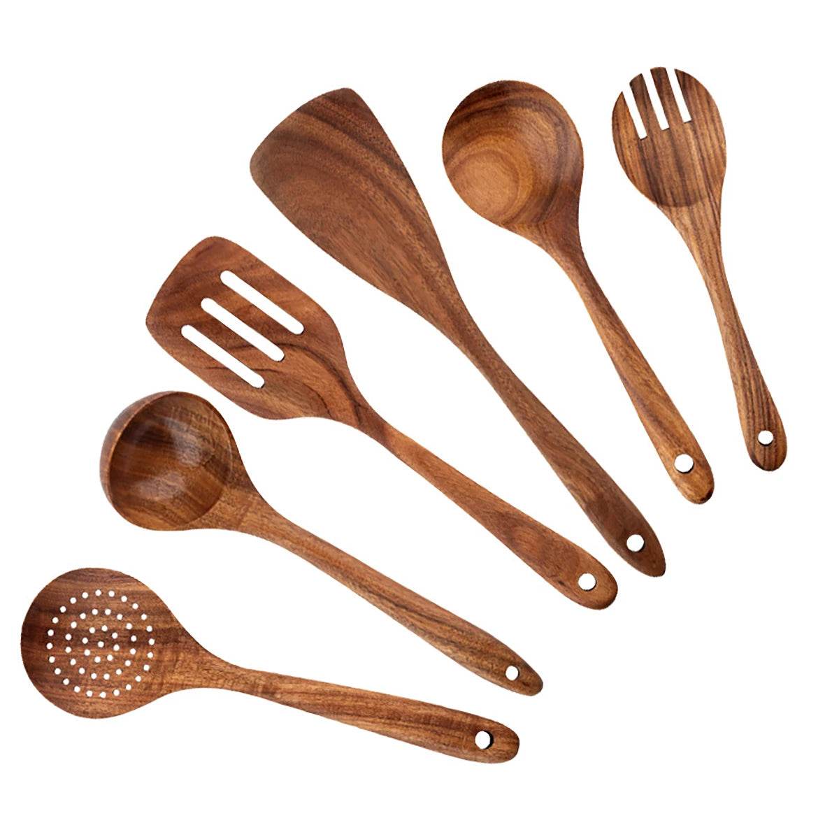 Conjunto de Utensílios de Cozinha de Madeira com Balde de Armazenamento - Haustter - Haustter