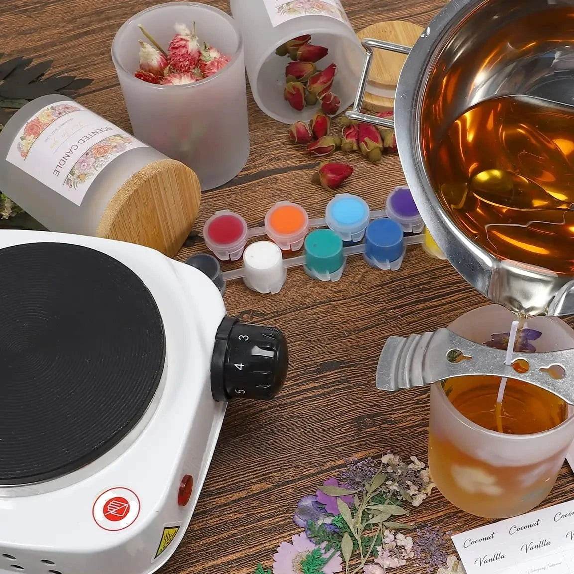 6 Potes para Velas com Tampas de Bambu, Potes de Vidro Grossos e Vazios para Fabricação de Velas Feitas à Mão, Artesanato DIY - Haustter - Haustter