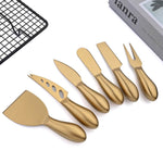 6 Facas para Queijo em Aço Inoxidável Dourado, Conjunto - Haustter - Haustter