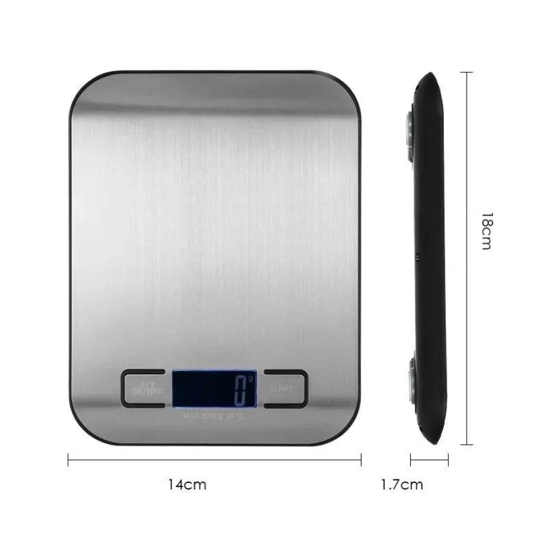 Balança Digital Portátil de Cozinha em Aço Inoxidável - 5/10KG com Tela LED para Alimentos, Joias e Panificação - Haustter - Haustter