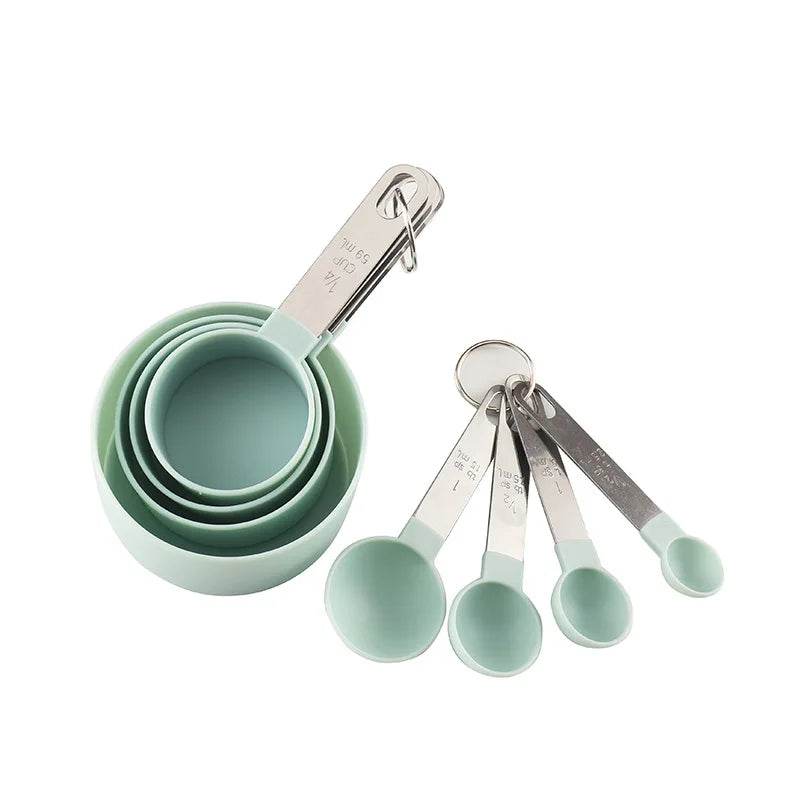 8 Medidores de Copos e Colheres para Cozinha de Inox e Silicone, Conjunto - Haustter - Haustter