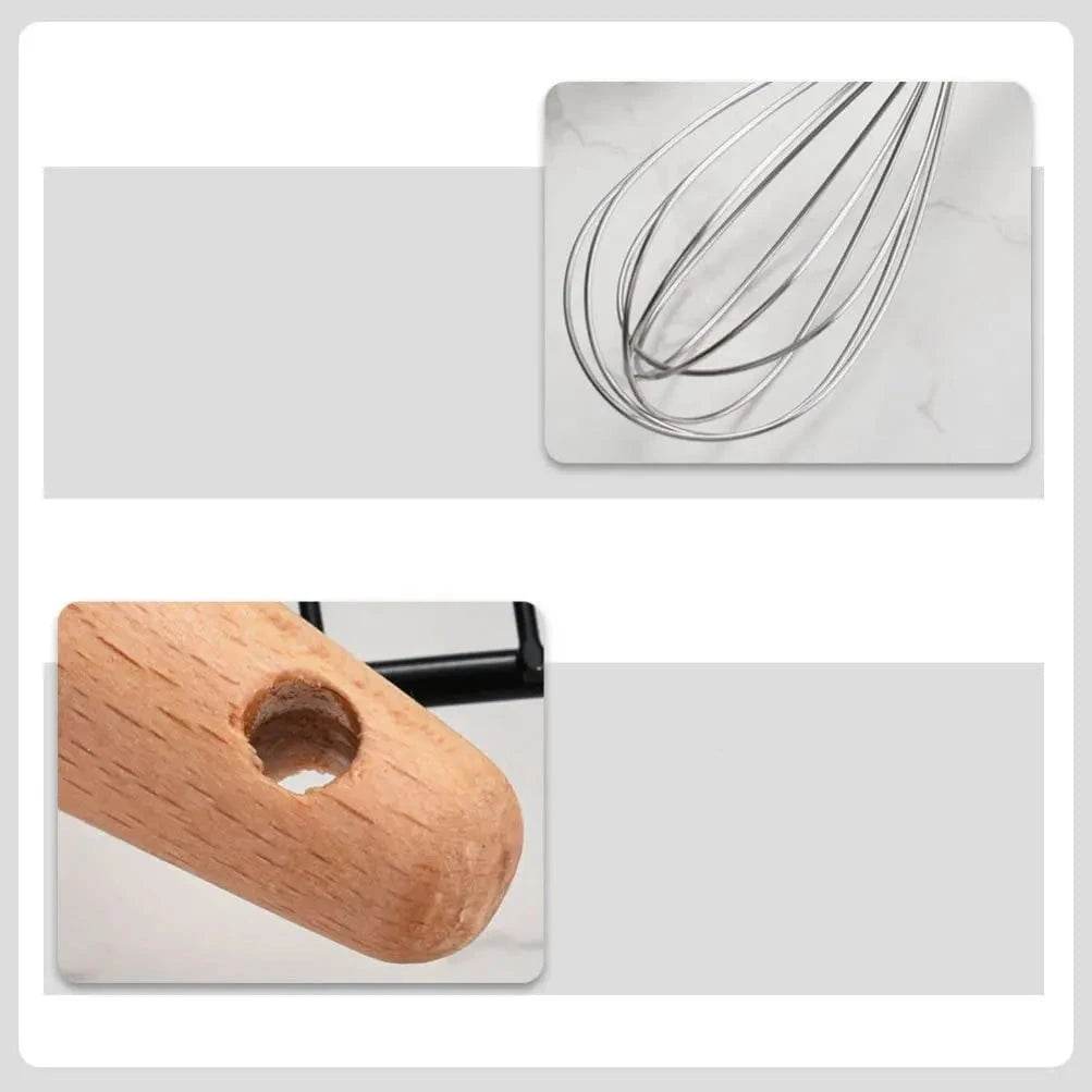 Batedor de Ovos em Aço Inoxidável com Cabo de Madeira - Haustter - Haustter