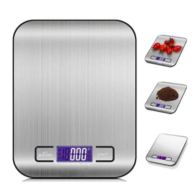 Balança Digital Portátil de Cozinha em Aço Inoxidável - 5/10KG com Tela LED para Alimentos, Joias e Panificação - Haustter - Haustter