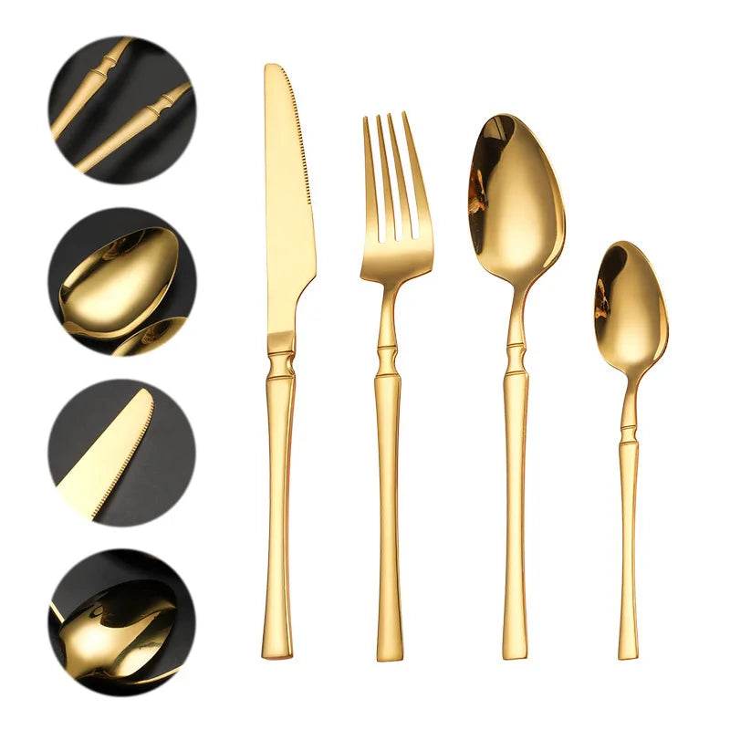 16 Talheres de Aço Inoxidável Harmonia Inox com Cabo Cores, Conjunto - Haustter - Haustter