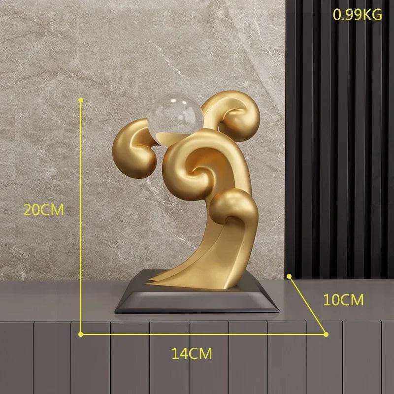 Estátua de Resina Dourada com Esfera de Vidro - Haustter - Haustter