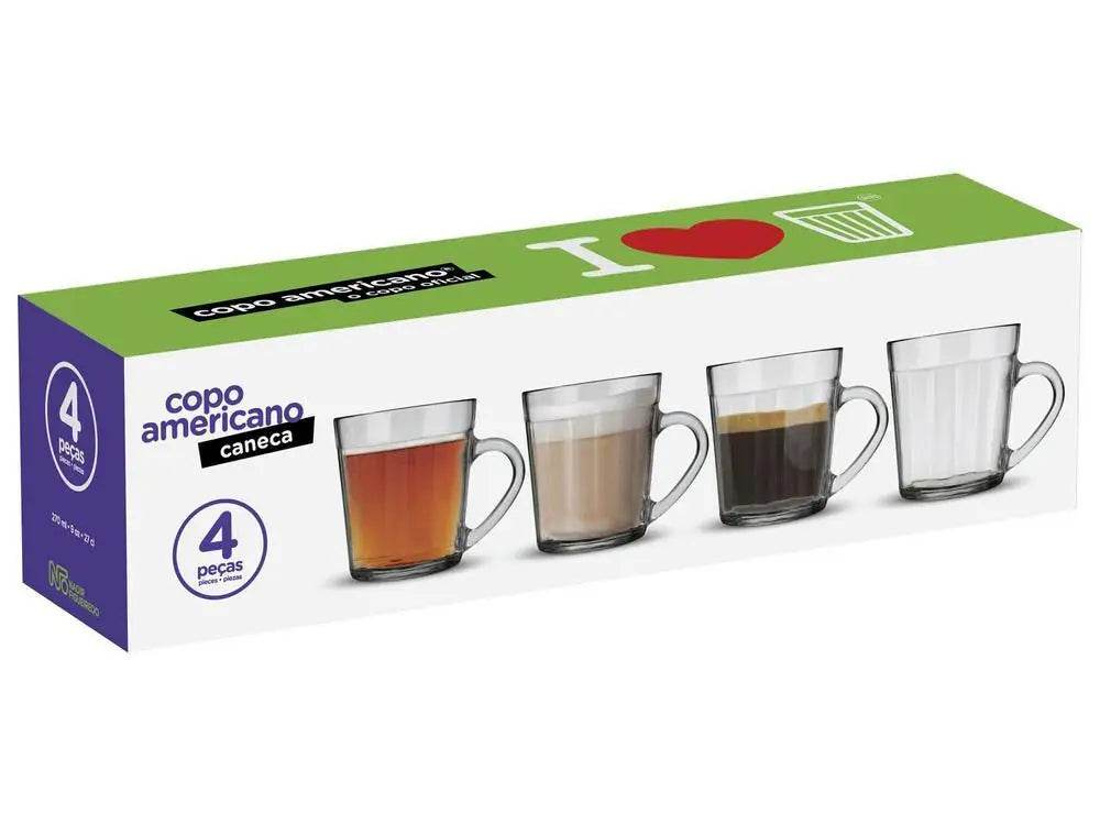 Jogo de Copos Americanos 4 Peças 270ml - Experiência Barista em Vidro | Haustter - Haustter