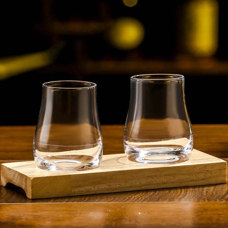 Copos de Whisky Ovalados com Bandeja de Madeira - Haustter - Haustter