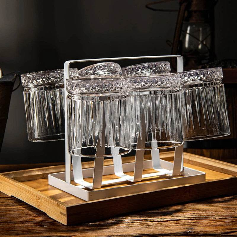 Copo de Whiskey de Vidro Transparente, Listras Verticais, 230ml - Haustter - Haustter