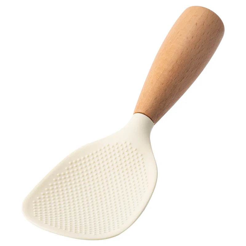 Colher de Silicone Resistente com Cabo de Madeira, Utensílio para Arroz e Panelas Antiaderentes - Haustter - Haustter
