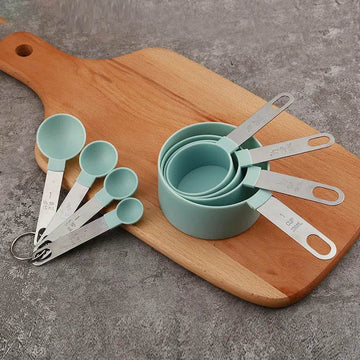 8 Medidores de Copos e Colheres para Cozinha de Inox e Silicone, Conjunto - Haustter - Haustter