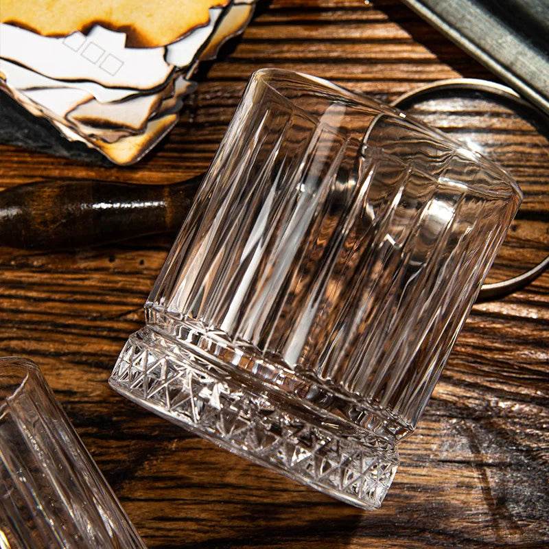 Copo de Whiskey de Vidro Transparente, Listras Verticais, 230ml - Haustter - Haustter