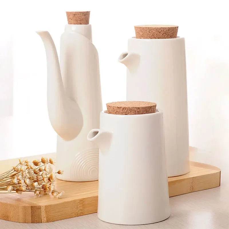 Conjunto de Potes de Cerâmica para Óleo, Vinagre e Molho de Soja - Haustter - Haustter