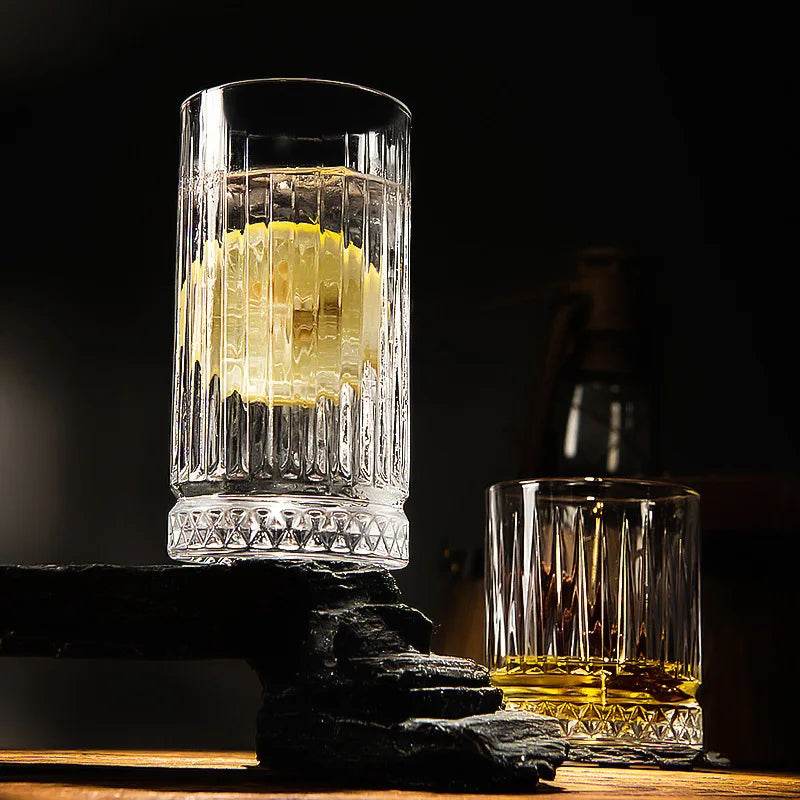 Copo de Whiskey de Vidro Transparente, Listras Verticais, 230ml - Haustter - Haustter