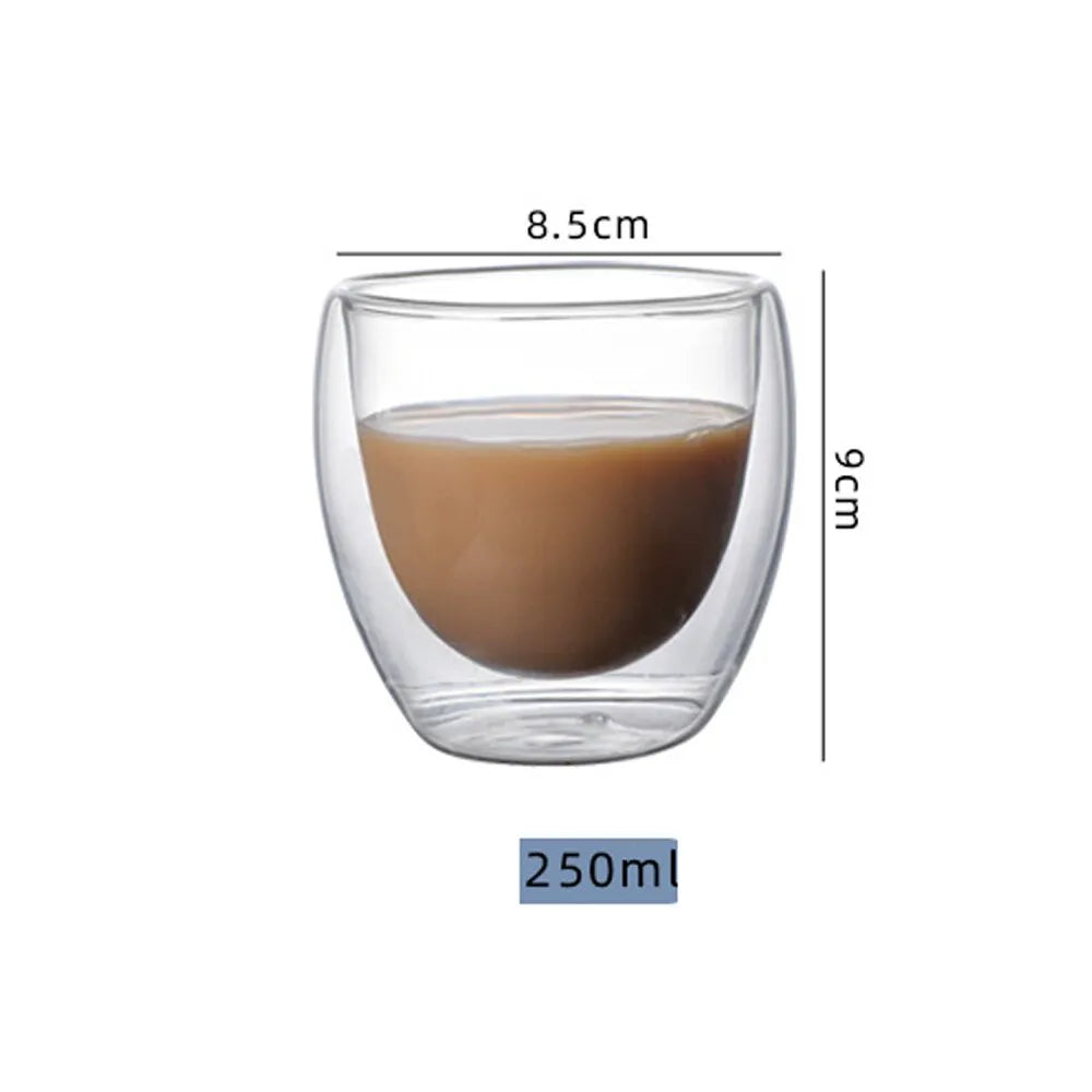 Conjunto de Copos para Café em Vidro Duplo Transparente com Isolamento Térmico, 5 Tamanhos - Ideal para Bebidas Variadas - Haustter