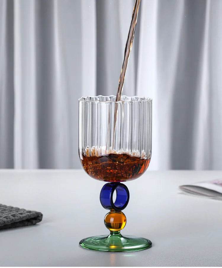 Taça de Vidro Jade Azul com Listras - Haustter - Haustter