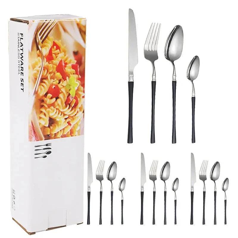 16 Talheres de Aço Inoxidável Harmonia Inox com Cabo Cores, Conjunto - Haustter - Haustter