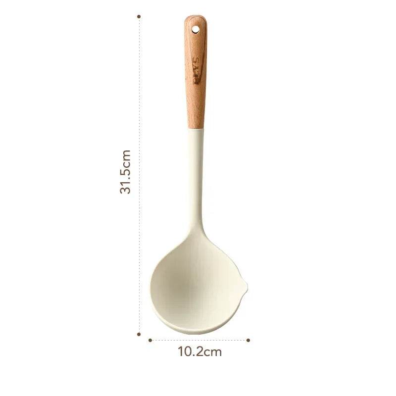 Conjunto de Utensílios de Silicone com Cabo de Madeira - Haustter - Haustter