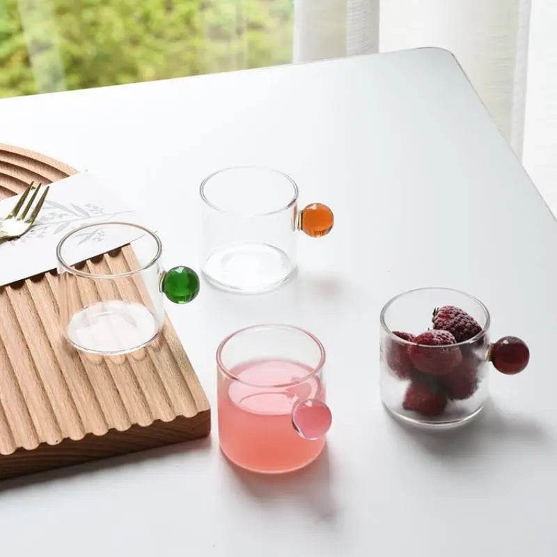 Copo de Café com Alça de Bola de Vidro, Copos de Espresso de 100ml para Casa, Pequenos, Xícara para Chá, Decoração de Mesa - Haustter - Haustter
