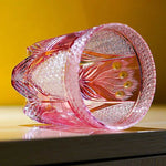 Copo de Vidro Âmbar Japonês Edo Kiriko Pavão - Haustter - Haustter