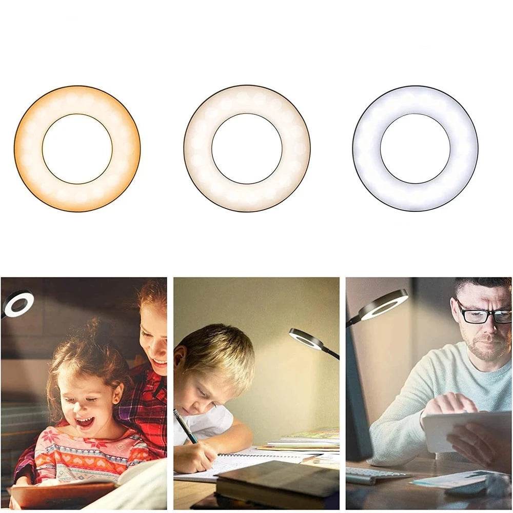 Luminária de Mesa com Grampo e Mini Ring Light - Haustter - Haustter