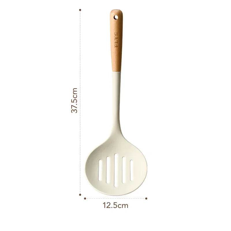 Conjunto de Utensílios de Silicone com Cabo de Madeira - Haustter - Haustter
