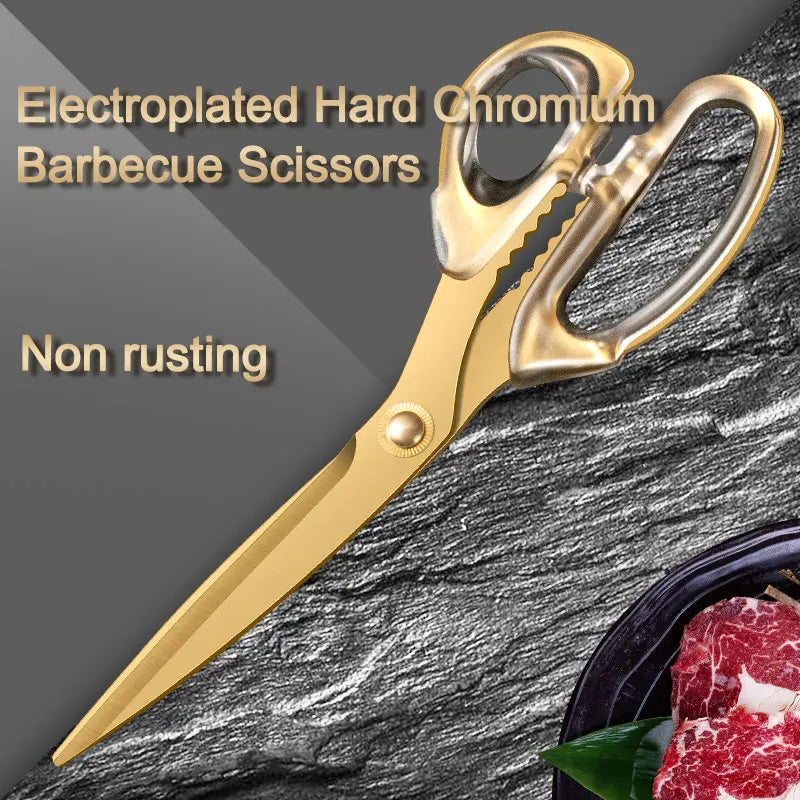 Tesoura para churrasco em aço inox dourado