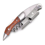 Saca-Rolhas Sommelier com Cabo de Madeira e Dobradiça Dupla em Aço Inoxidável | Haustter