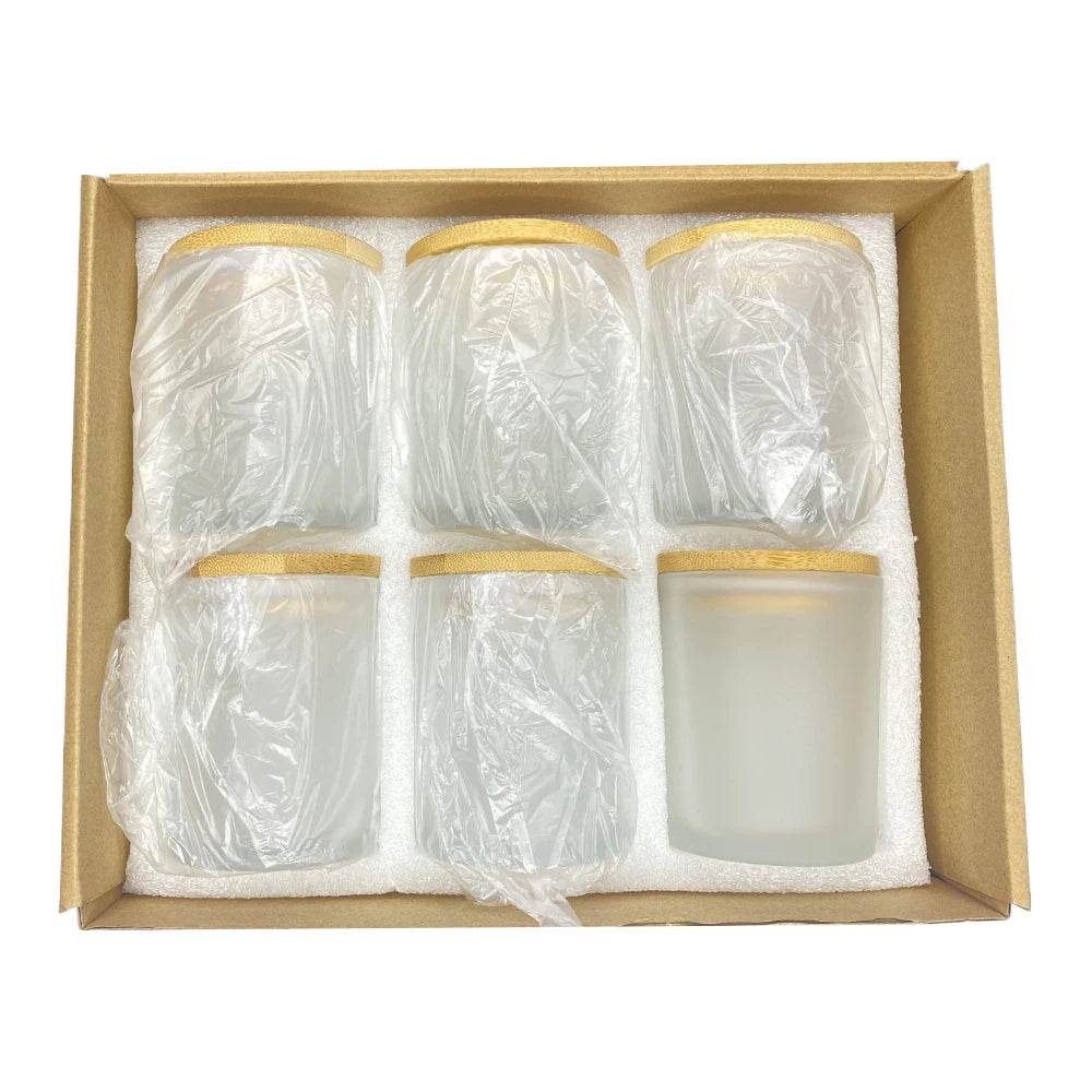 6 Potes para Velas com Tampas de Bambu, Potes de Vidro Grossos e Vazios para Fabricação de Velas Feitas à Mão, Artesanato DIY - Haustter - Haustter