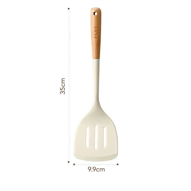 Conjunto de Utensílios de Silicone com Cabo de Madeira - Haustter - Haustter