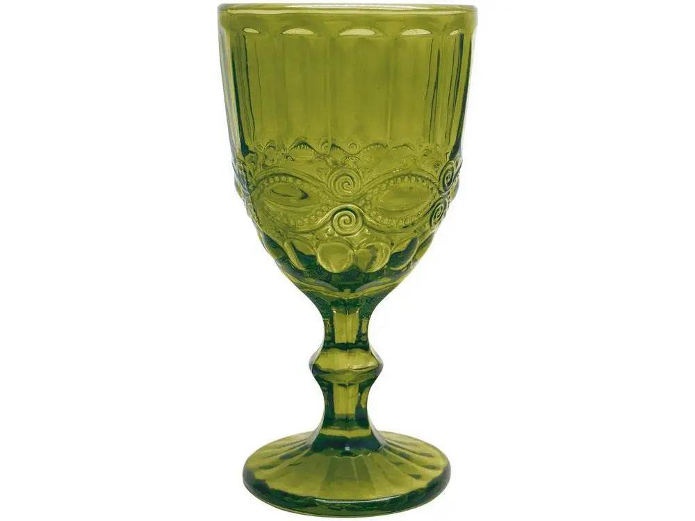 Jogo de Taças Empire Lace 6 Peças 330ml - Verde Jade e Rendado Elegante | Haustter - Haustter