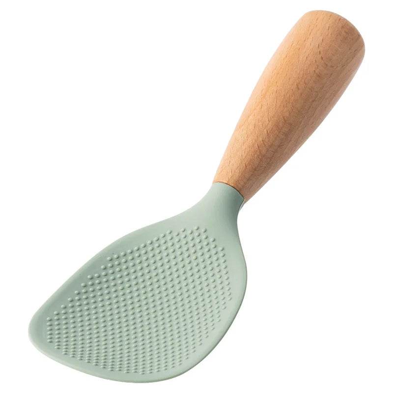 Colher de Silicone Resistente com Cabo de Madeira, Utensílio para Arroz e Panelas Antiaderentes - Haustter - Haustter