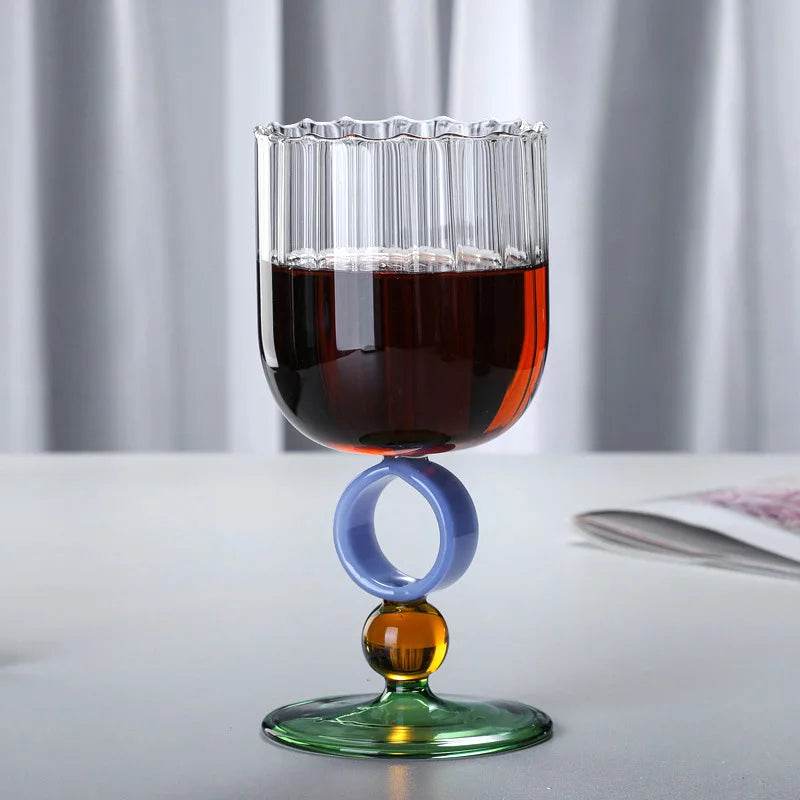 Taça de Vidro Jade Azul com Listras - Haustter - Haustter