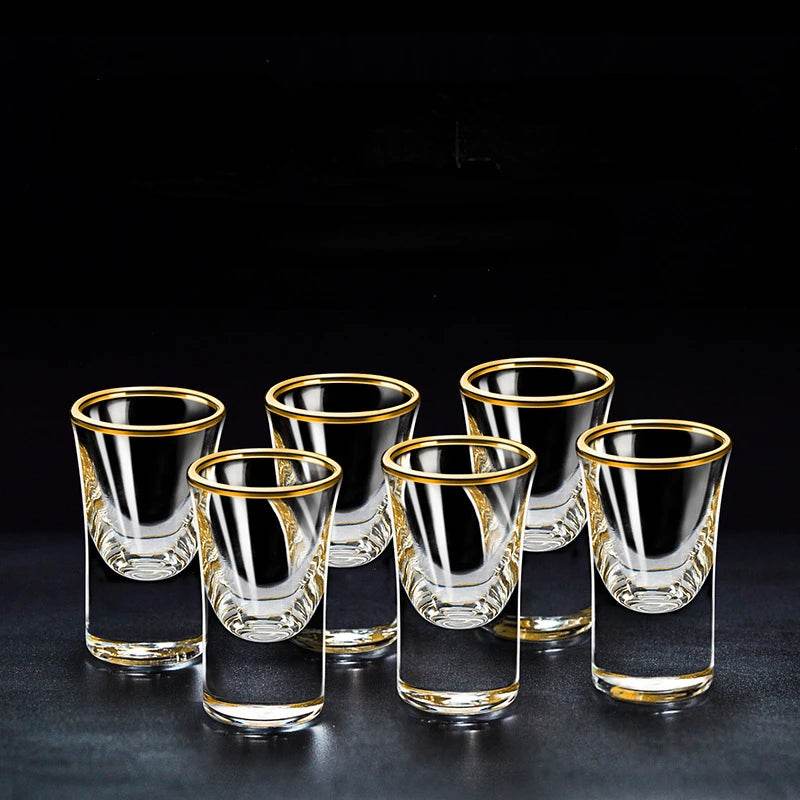 6 Copos para Bebidas Espirituosas com Borda Dourada de Luxo para Baijiu, Licor, Cachaça, Tequila e Shots - Haustter - Haustter