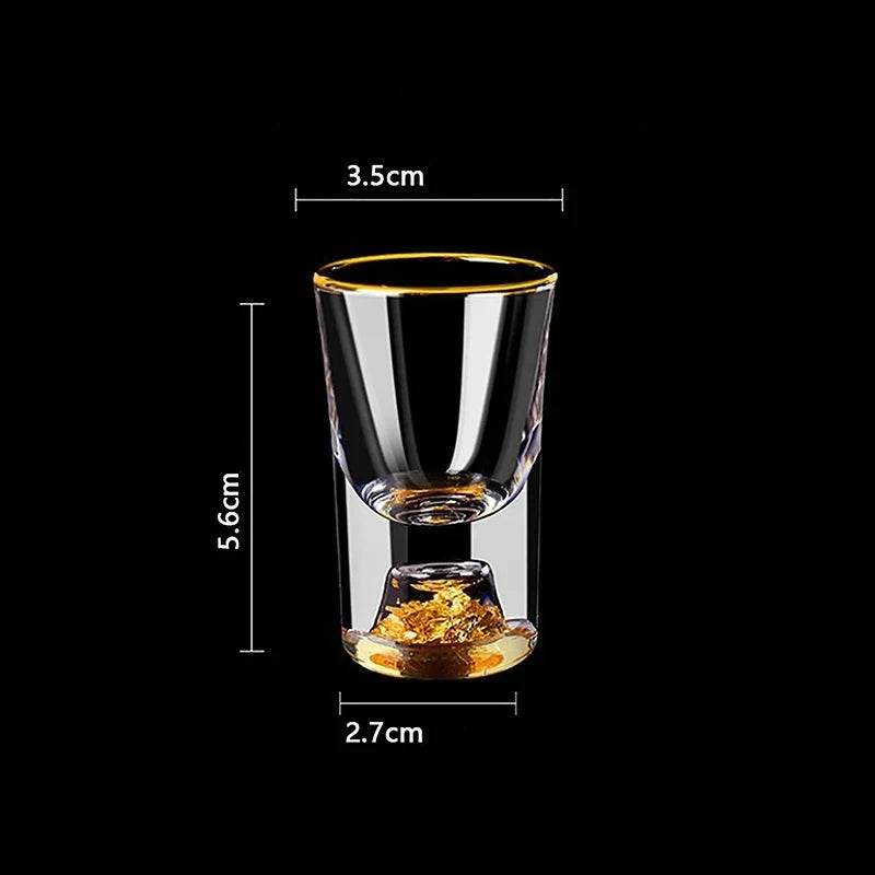 Copo Luxuoso com Pepita Dourada para Vodka, Sake, Shochu, Bar, Xícara de Licores, Presentes de Alto Padrão, Bebidas Fortes - Haustter - Haustter