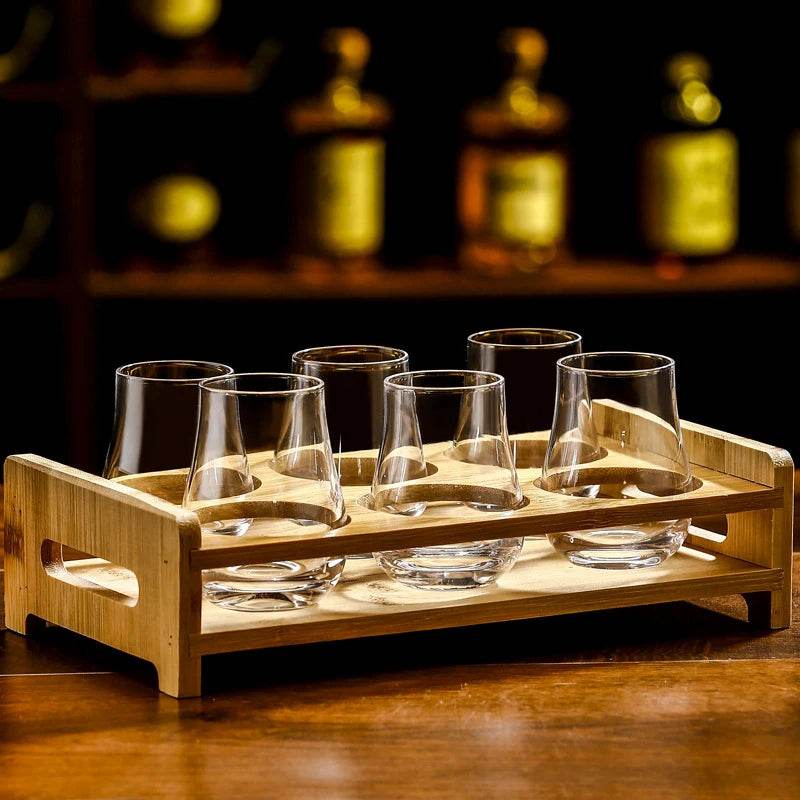 Copos de Whisky Ovalados com Bandeja de Madeira - Haustter - Haustter