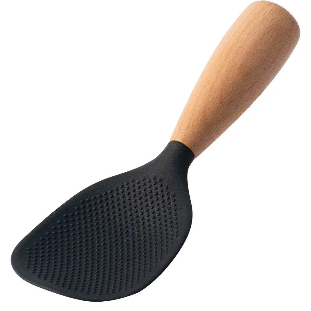 Colher de Silicone Resistente com Cabo de Madeira, Utensílio para Arroz e Panelas Antiaderentes - Haustter - Haustter