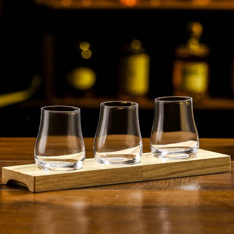 Copos de Whisky Ovalados com Bandeja de Madeira - Haustter - Haustter