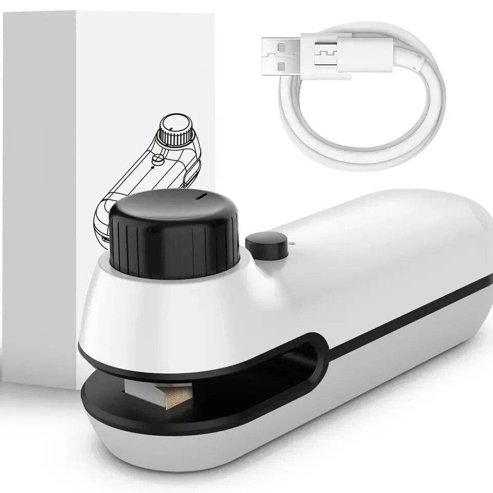 Mini seladora portátil recarregável, saco de armazenamento, pacote plástico, seladora de lanches, carregamento USB, 2 em 1 - Haustter - Haustter