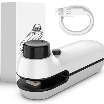 Mini seladora portátil recarregável, saco de armazenamento, pacote plástico, seladora de lanches, carregamento USB, 2 em 1 - Haustter - Haustter