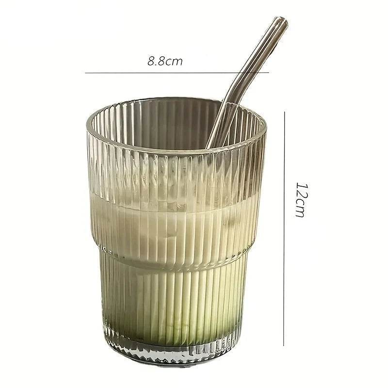 Copo Listrado 450ml com Tampa e Canudo - Haustter - Haustter