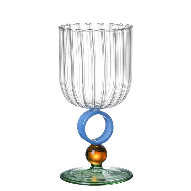 Taça de Vidro Jade Azul com Listras - Haustter - Haustter