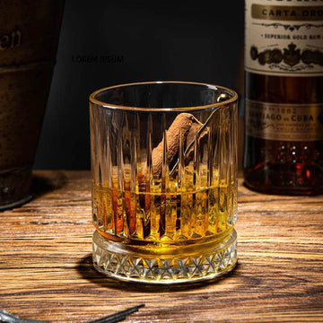 Copo de Whiskey de Vidro Transparente, Listras Verticais, 230ml - Haustter - Haustter