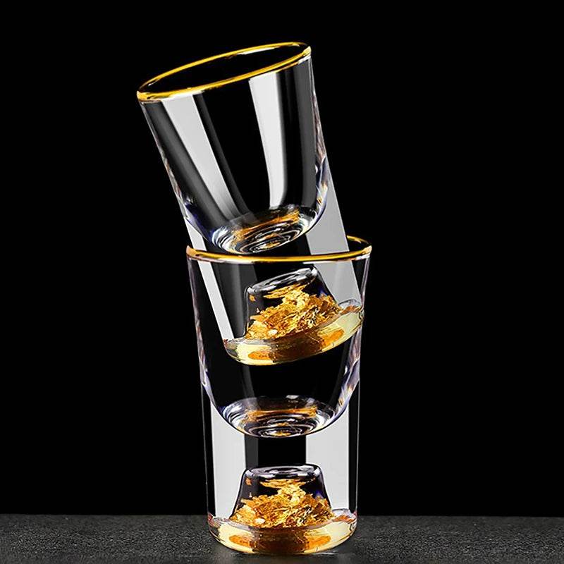 Copo Luxuoso com Pepita Dourada para Vodka, Sake, Shochu, Bar, Xícara de Licores, Presentes de Alto Padrão, Bebidas Fortes - Haustter - Haustter
