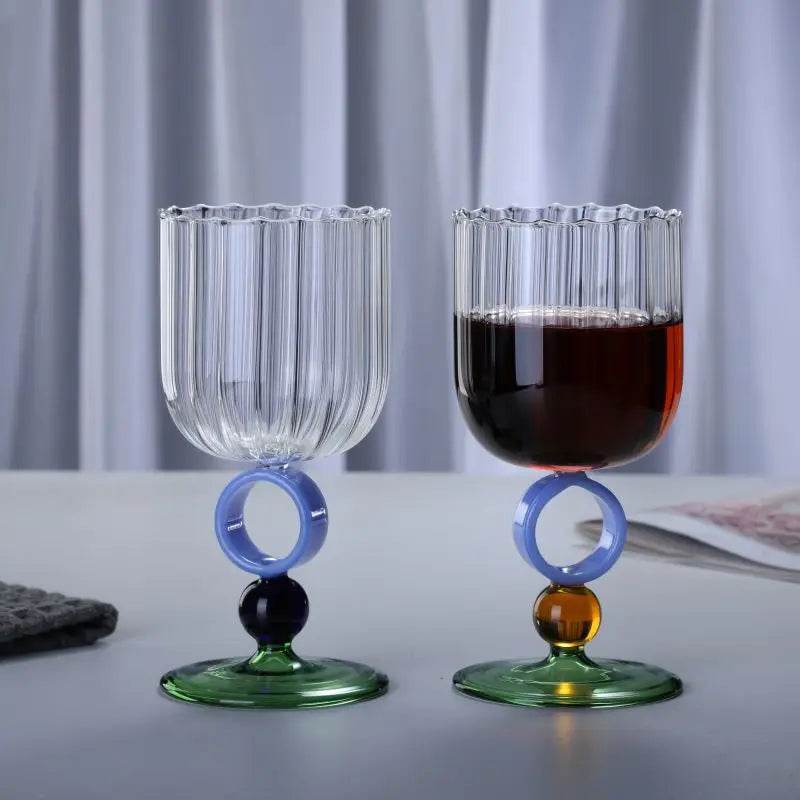 Taça de Vidro Jade Azul com Listras - Haustter - Haustter