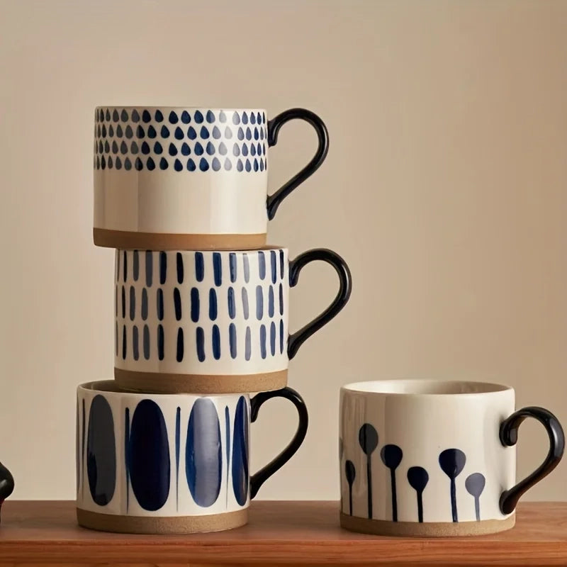 Caneca Cerâmica Estampa Azul 450ml