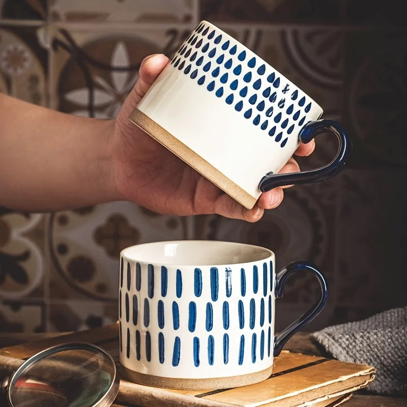 Caneca Cerâmica Estampa Azul 450ml