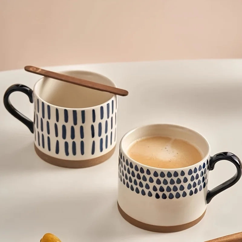 Caneca Cerâmica Estampa Azul 450ml