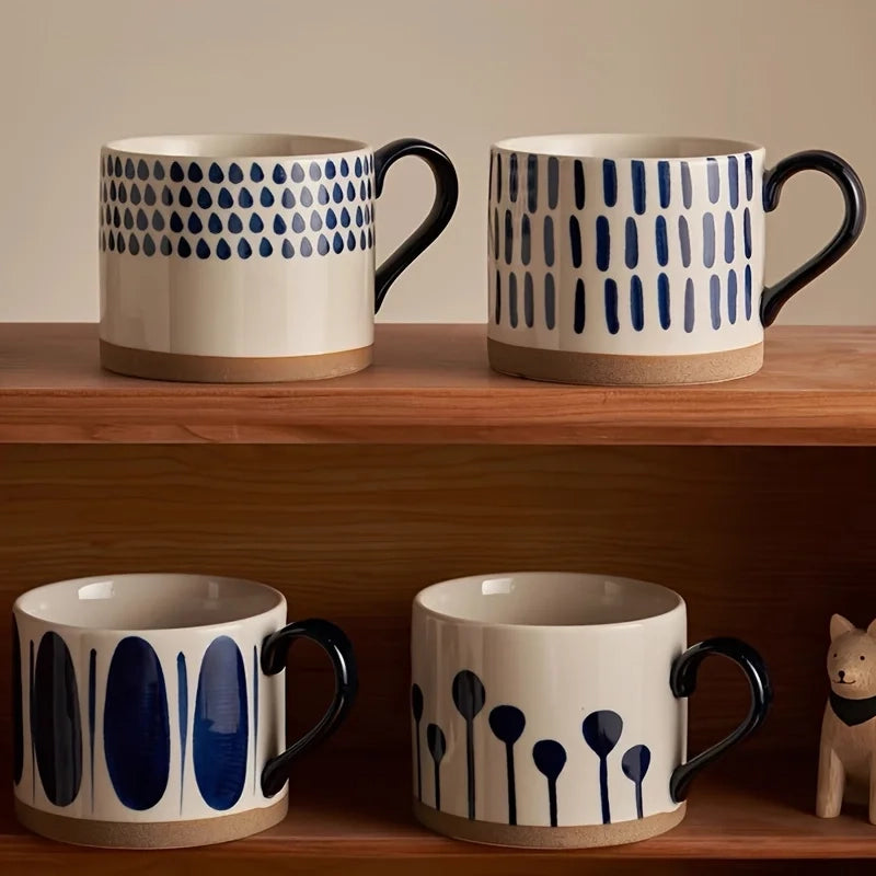 Caneca Cerâmica Estampa Azul 450ml